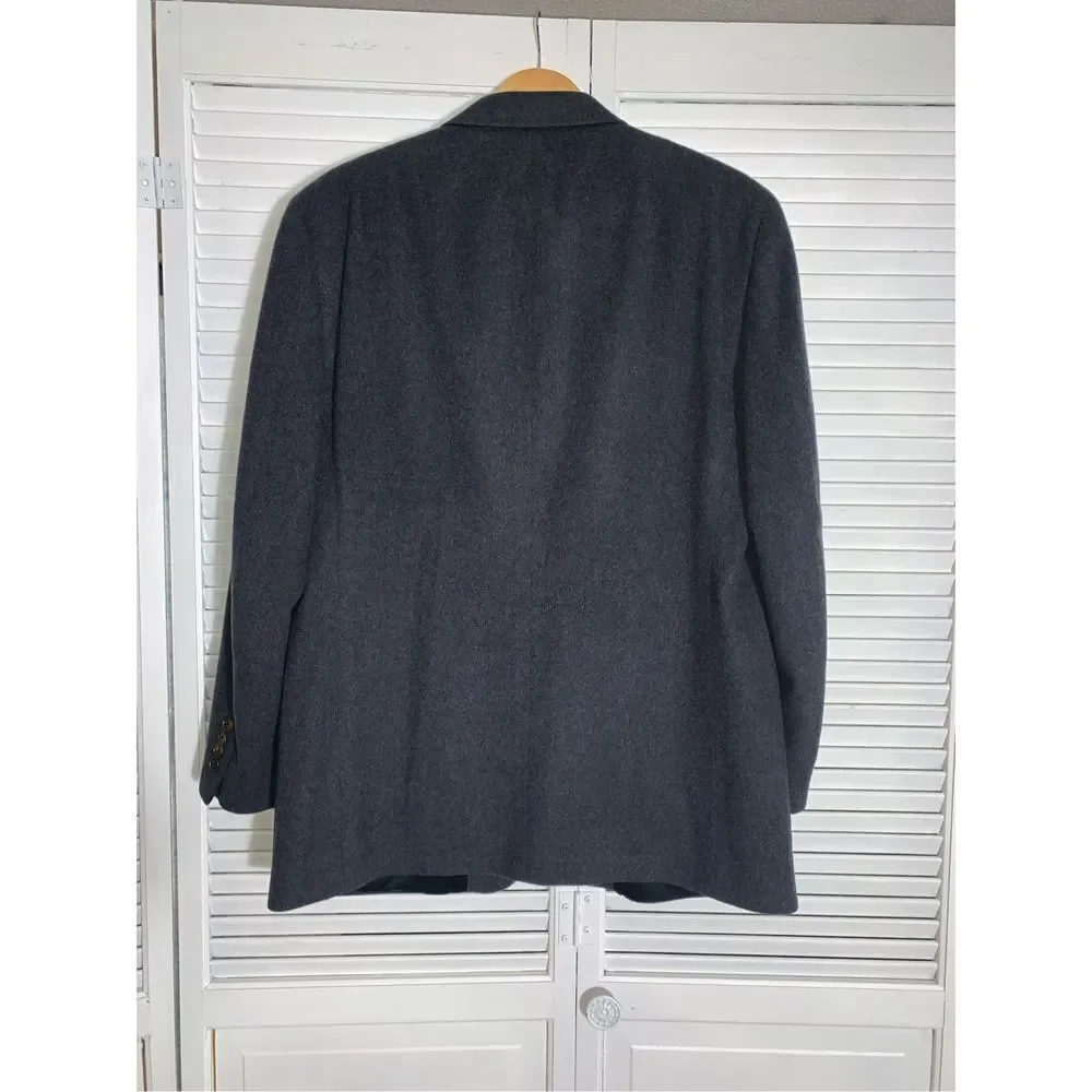 Vintage Bill BLASS Charcoal Gray Cashmere Button Down Blazer‎ Men’s 42